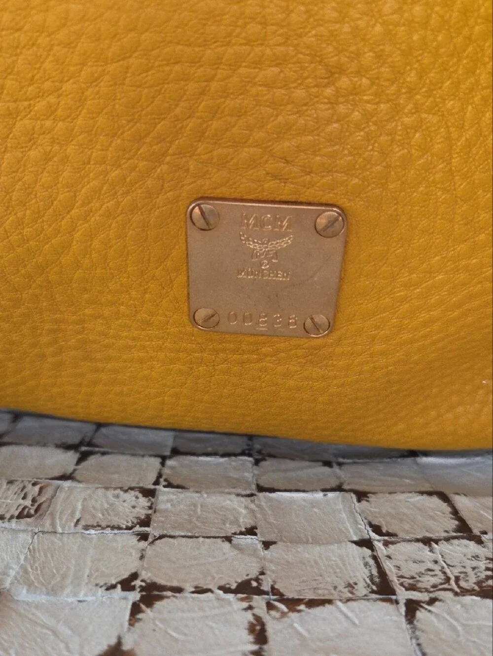 MCM Mustard Yellow Leather Shoulder Bag